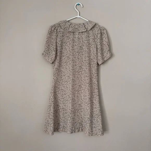 Floral Mini Dress Puff Sleeve Button Front Summer - Picture 6 of 9